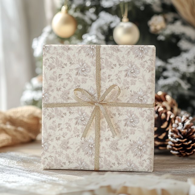 Traditional Floral Pink Christmas Wrapping Paper (Creator Uploaded)