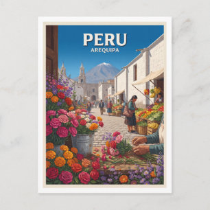 Traditional Flower and Produce Market, Peru Postcard