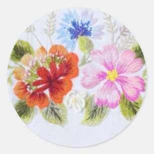 Traditional Flowers Classic Round Sticker