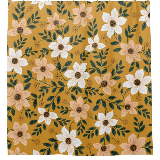 Traditional Flowers: Muster Seamless Pattern Shower Curtain (Front)