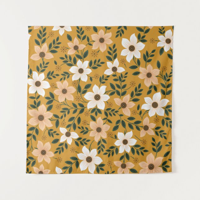 Traditional Flowers: Muster Seamless Pattern Tapestry (Front)