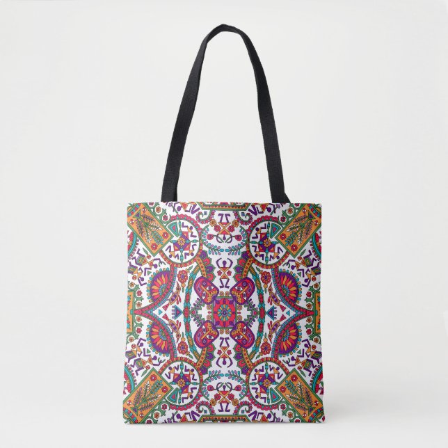 Traditional Folk Art Allover Designart, ethnic, ba Tote Bag (Front)