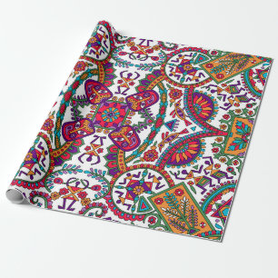 Traditional Folk Art Allover Designart, ethnic, ba Wrapping Paper
