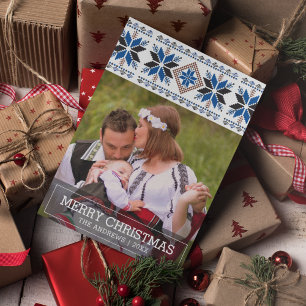 Traditional Folk Art Nordic Christmas Photo Holiday Card