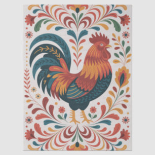 Traditional Folk Art Rooster Illustration Tissue Paper
