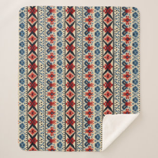 Traditional Folk Embroidery Stripe  Pattern Sherpa Blanket