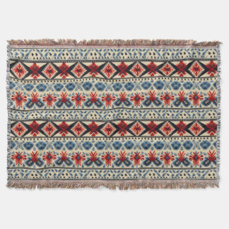 Traditional Folk Embroidery Stripe Pattern Throw Blanket