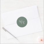 Traditional Forest Green Elegant Wedding Classic Round Sticker<br><div class="desc">Traditional style wedding sticker featuring a simple yet elegant design with your two initial monogram in a large serif font.</div>