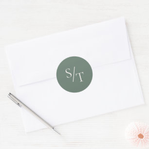 Traditional Forest Green Elegant Wedding Classic Round Sticker