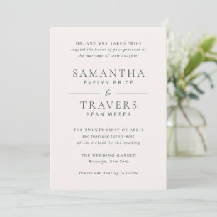 Traditional Forest Green Elegant Wedding Invitation