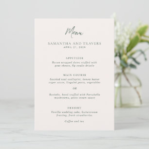 Traditional Forest Green Elegant Wedding Menu