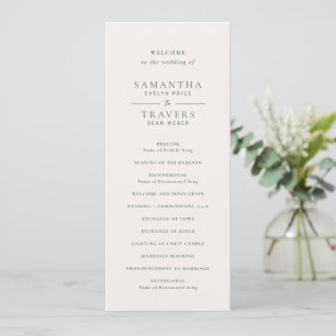 Traditional Forest Green Elegant Wedding Programme