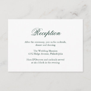 Traditional Forest Green Formal Elegant Wedding Enclosure Card