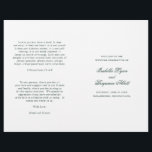 Traditional Forest Green Formal Wedding Program<br><div class="desc">Classic style folded Wedding Program with accent words in an elegant calligraphy typography. The front has your event details, the inside has your wedding party and order of ceremony. The back has a template for your message / quotes. All text is forest green over a white background and may be...</div>