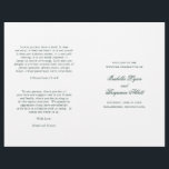 Traditional Forest Green Formal Wedding Program<br><div class="desc">Classic style folded Wedding Program with accent words in an elegant calligraphy typography. The front has your event details, the inside has your wedding party and order of ceremony. The back has a template for your message / quotes. All text is forest green over a white background and may be...</div>