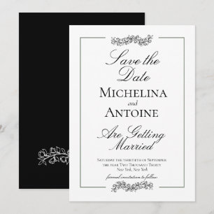 Traditional Formal Elegant Black White   Wedding Save The Date
