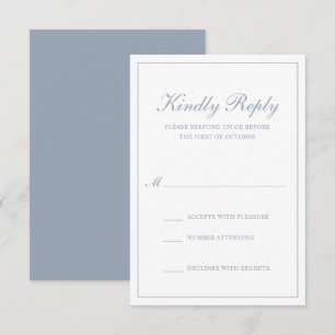 Traditional Formal Elegant Dusty Blue Wedding RSVP Card