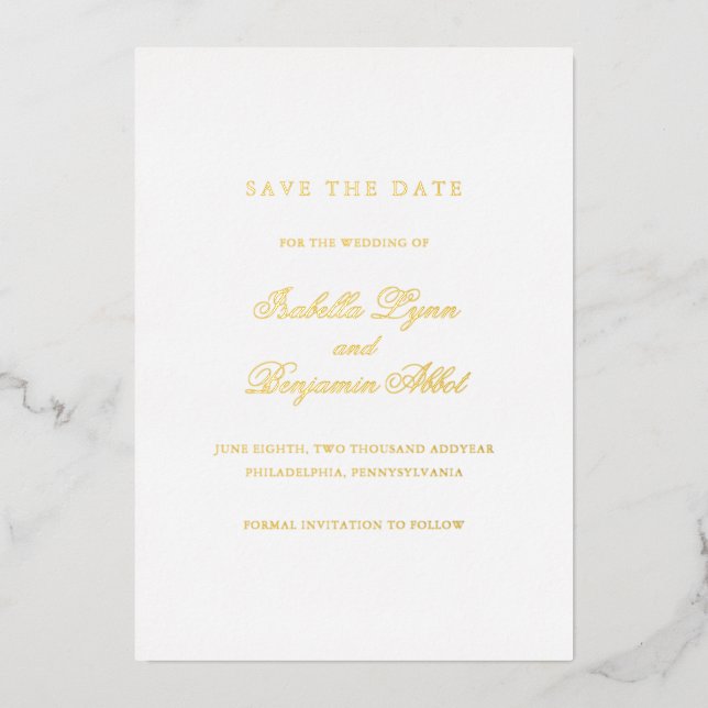Traditional Formal Elegant Wedding Save the Date (Front)