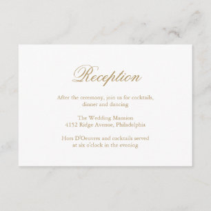 Traditional Formal Reception Gold Wedding Enclosure Card