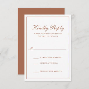 Traditional Formal Terracotta Elegant Wedding RSVP Card