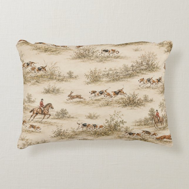 Traditional Foxhound Hunt Decorative Cushion (Front)
