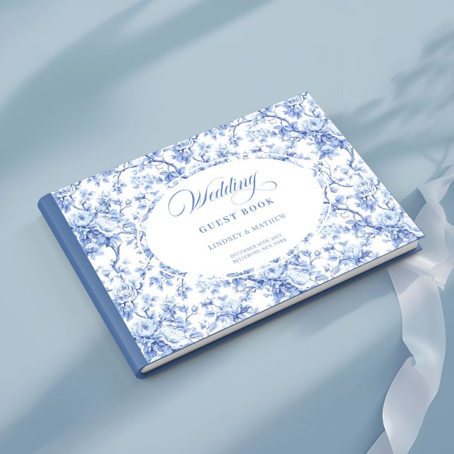 Traditional French Blue Toile Roses Guest Book (Traditional French Blue Toile Roses Guest Book)
