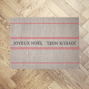 Traditional French Joyeux Noël Red Stripe Doormat