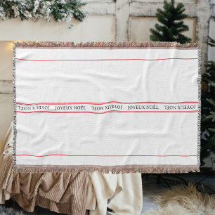 Traditional French Joyeux Noël Stripe Christmas Throw Blanket