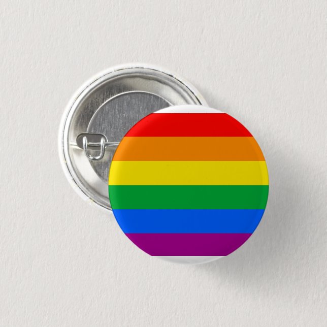 Traditional Gay Pride Flag 3 Cm Round Badge (Front & Back)
