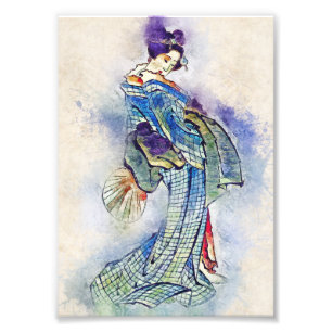 Traditional Geisha Vintage Hokusai japan art Photo Print