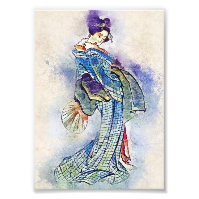 Traditional Geisha Vintage Hokusai japan art Photo Print (Front)