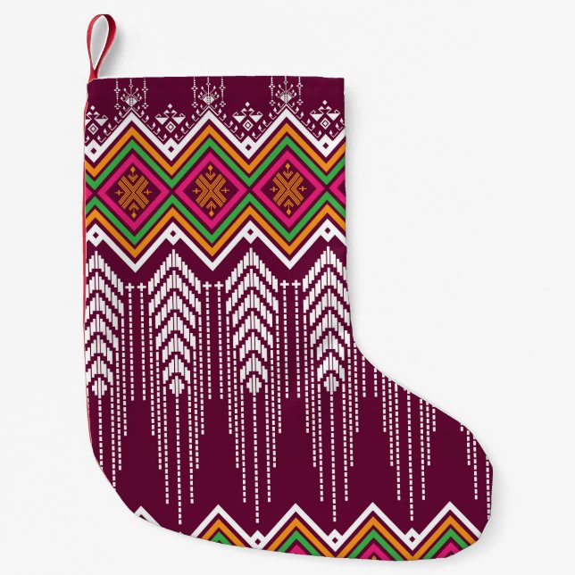 Traditional Geometric Ethnic Pattern Small Christmas Stocking (Front)