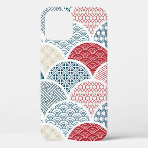 traditional geometric kimono pattern vintage sketc iPhone 12 case