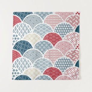 traditional geometric kimono pattern vintage sketc tapestry