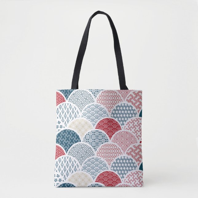 traditional geometric kimono pattern vintage sketc tote bag (Front)
