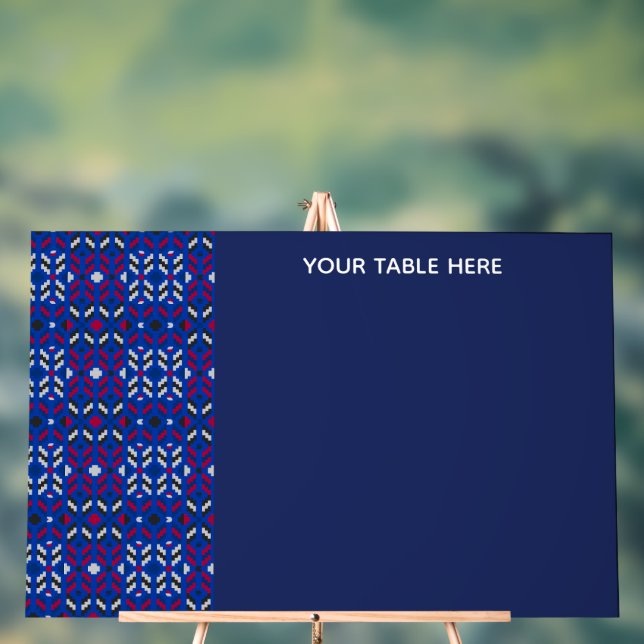 Traditional Geometric Pixel Pattern in Deep Blue  Acrylic Sign (Neutral)