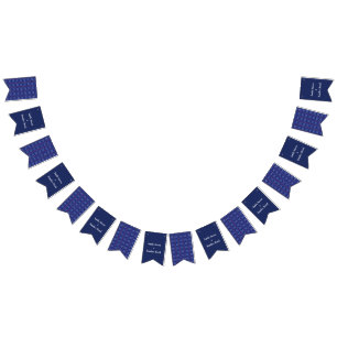 Traditional Geometric Pixel Pattern in Deep Blue  Bunting