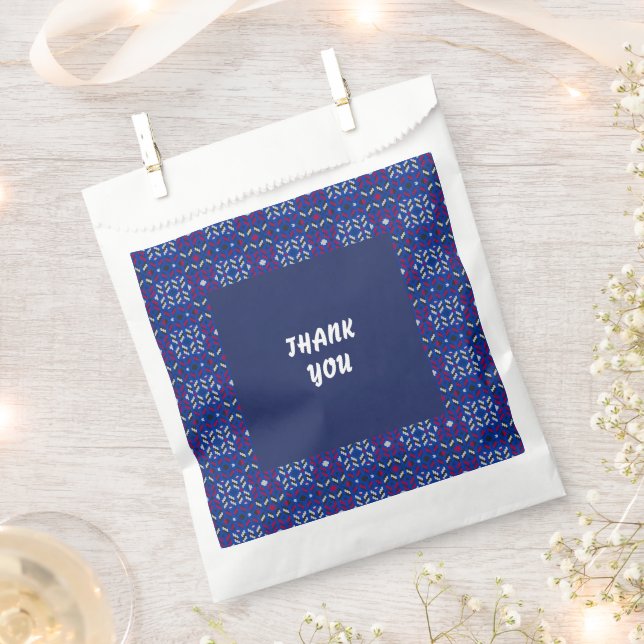 Traditional Geometric Pixel Pattern in Deep Blue  Favour Bags (Clipped)