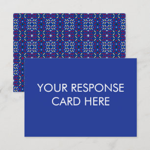 Traditional Geometric Pixel Pattern in Deep Blue  RSVP Card