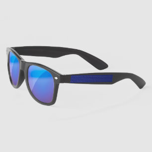 Traditional Geometric Pixel Pattern in Deep Blue  Sunglasses