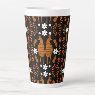 Traditional Germanic Folk Art Bird Latte Mug