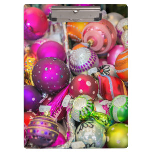 Traditional Glass Ornaments At Christmas Market Clipboard