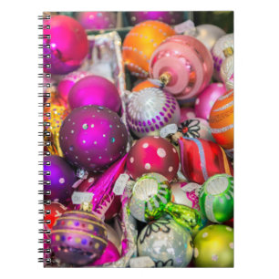 Traditional Glass Ornaments At Christmas Market Notebook