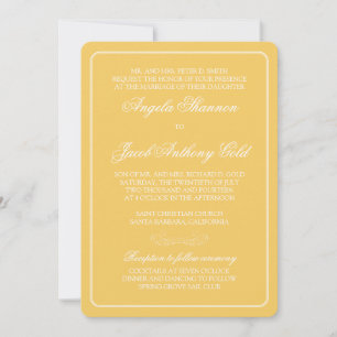 Traditional Gold and White Wedding Invitation