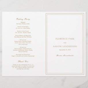 Traditional Gold Budget Catholic Wedding Program Flyer