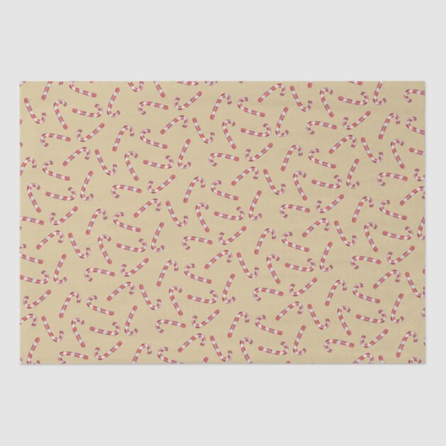 Traditional Gold Candy Cane Vintage Christmas Tissue Paper (Front)