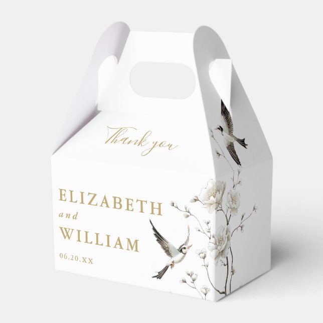 Traditional Gold Chinoiserie Wedding Thank You Favour Box (Front Side)