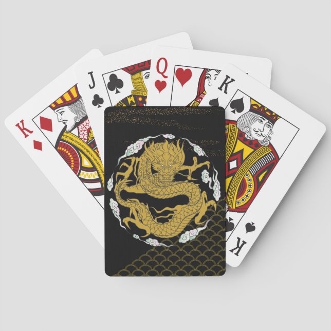 Traditional Gold Dragon Playing Cards (Back)
