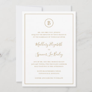 Traditional Gold Elegant All In One Wedding Invitation
