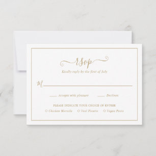 Traditional Gold Elegant Wedding RSVP Card